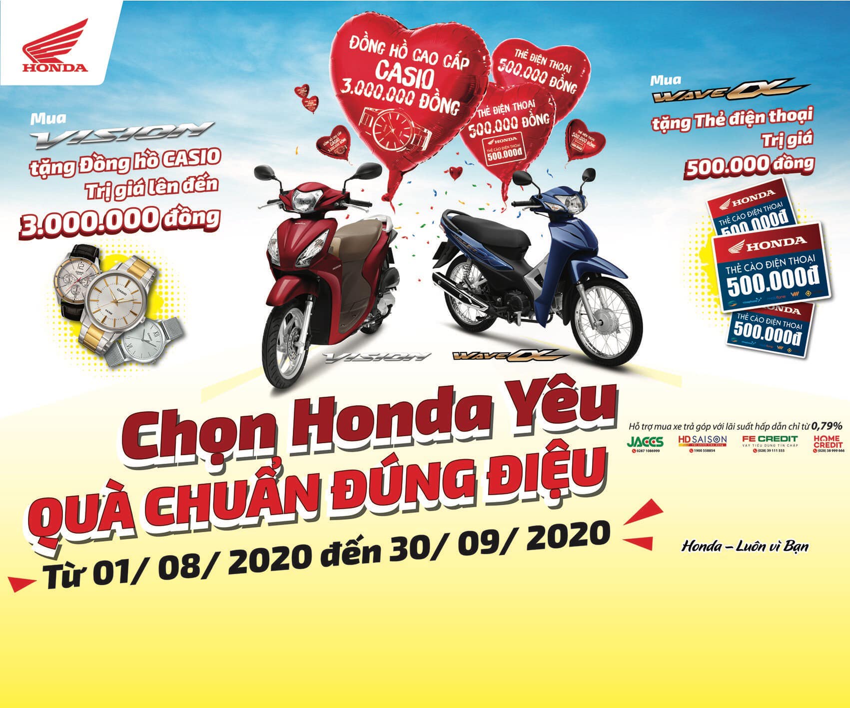 Honda Việt Nam dành ưu đãi hấp dẫn mùa tựu trường cho khách hàng mua xe Wave Alpha 110cc & VISION – “Chọn Honda yêu, Quà chuẩn đúng điệu”