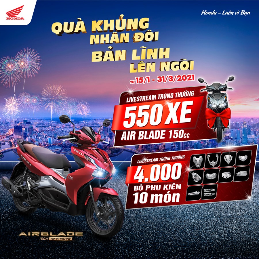 Honda Việt Nam chào Xuân Tân Sửu 2021 với CTKM lớn nhất năm” Qùa Khủng Nhân Đôi – Bản Lĩnh Lên Ngôi””