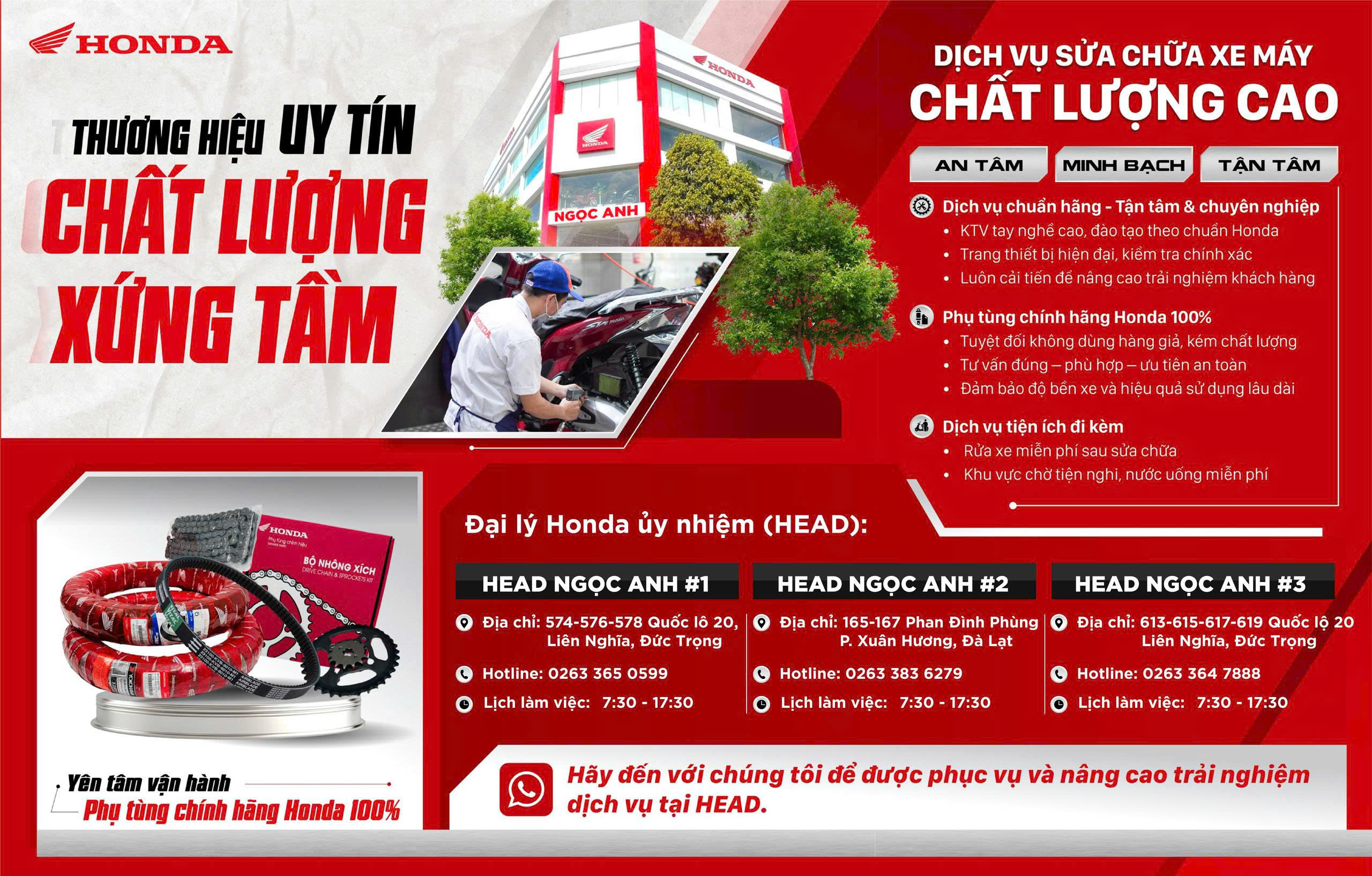 DỊCH VỤ SỬA CHỮA XE MÁY CHẤT LƯỢNG CAO TẠI  Hệ thống HEAD Ngọc Anh